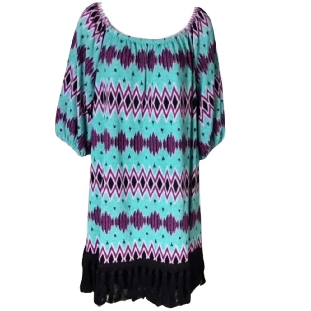 DRESS NWT Va va by joy Han turquoise southwestern dress small